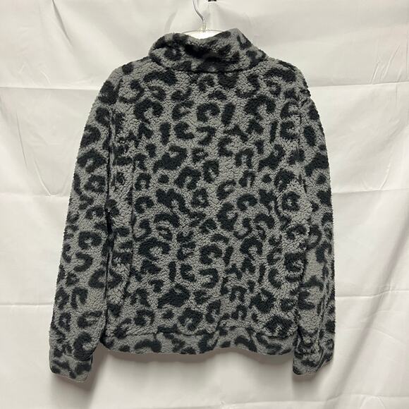 Knox Rose Animal Print Chunky Faux Fur Pullover Size Large 1/4 Zip - Picture 3 of 6